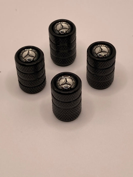 Mercedes Benz - black round valve stem cap set - 4pcs