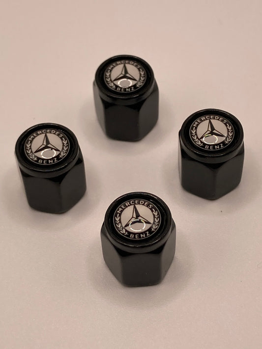 Mercedes Benz - black small hex valve stem cap set - 4pcs