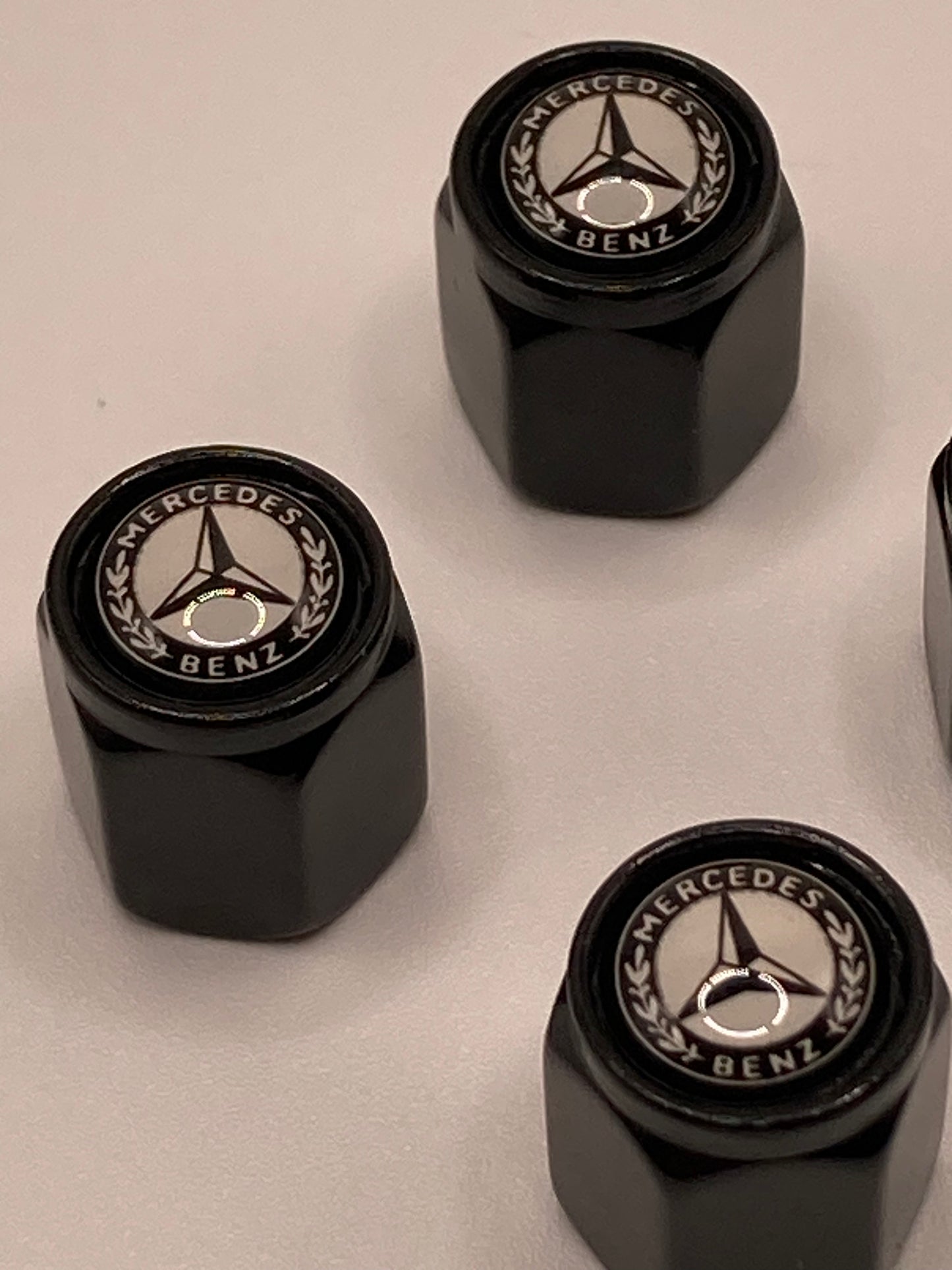 Mercedes Benz - black small hex valve stem cap set - 4pcs