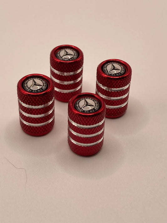 Mercedes Benz - red/silver valve stem cap set - 4pcs