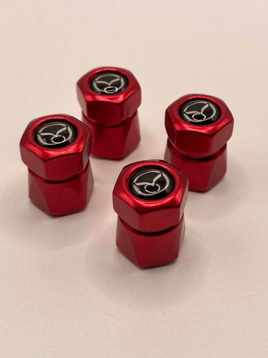 Mazda - oversized red valve stem cap set - 4pcs