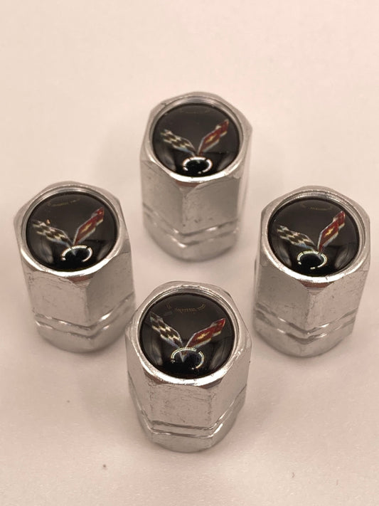 Corvette - chrome valve stem cap set