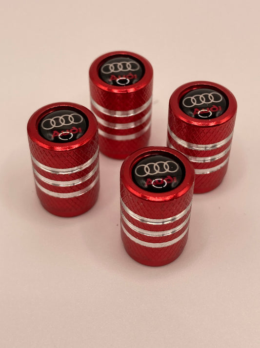 Audi - Quattro - red/silver valve stem cap set - 4pcs