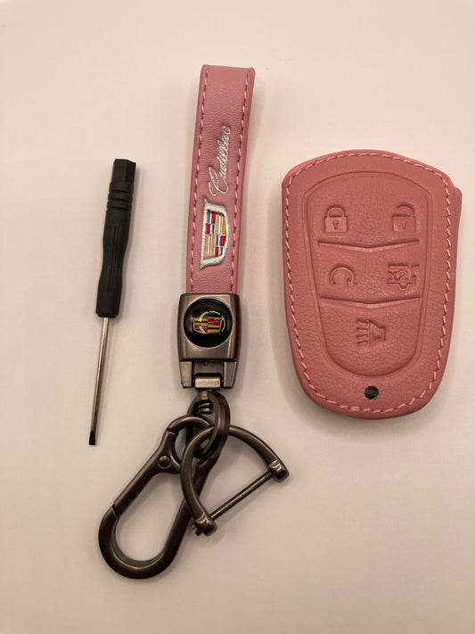 Cadillac - Pink Leather Keychain and Fob case