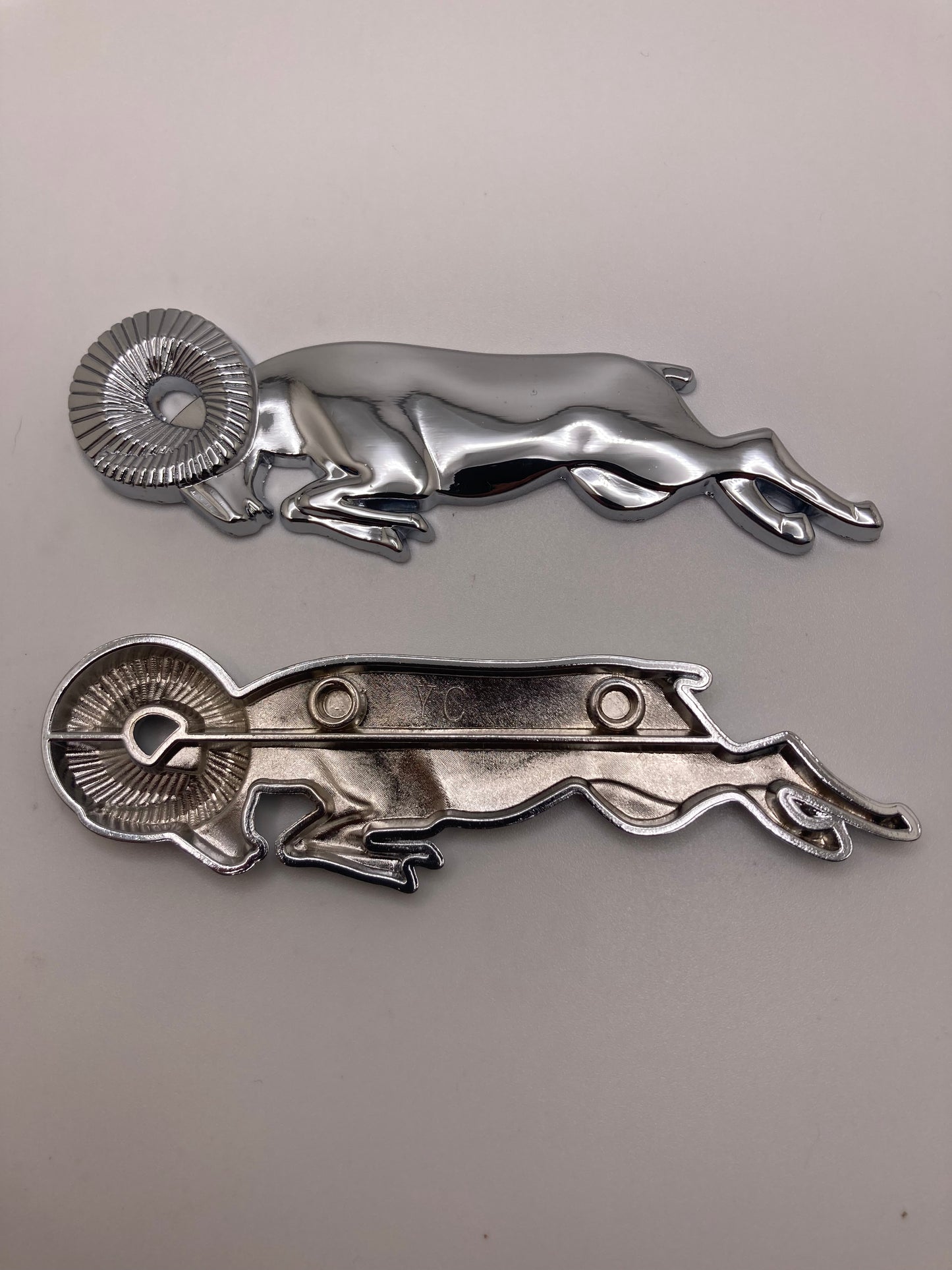 2 piece - 3D Emblem - Leaping Ram - Body Fender Emblem for Ram 1500 (Chrome)