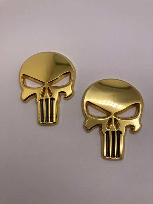 2PCS Skull Punisher Decals, 3D Emblems Badge Metal - Fit for Camaro Silverado Ram Dodge RT Jeep Universal Car Truck Vehicle Bike Motorcycle Side Tail, Luggage Laptop