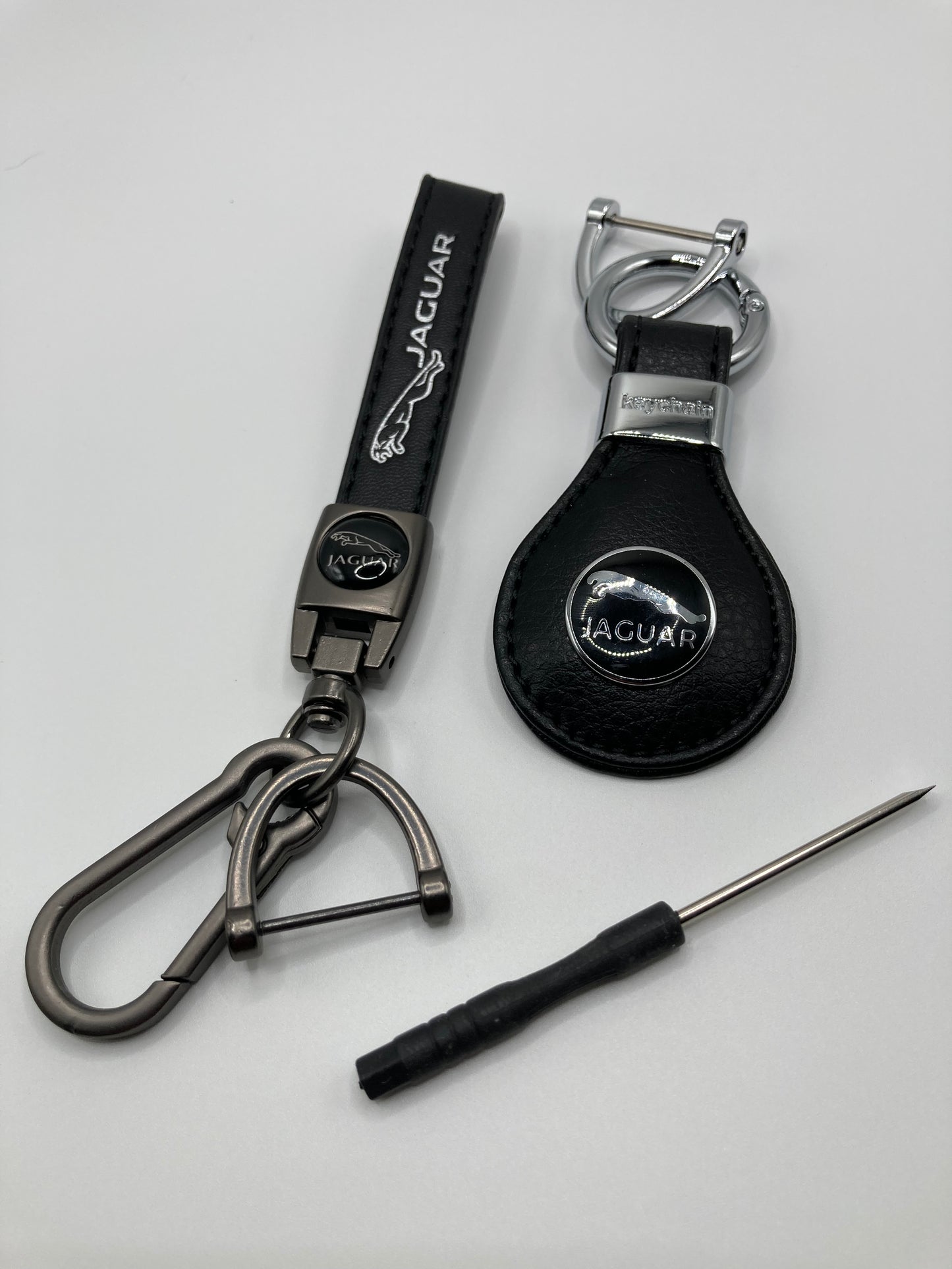 Jaguar - 2pcs black leather keychain gift set