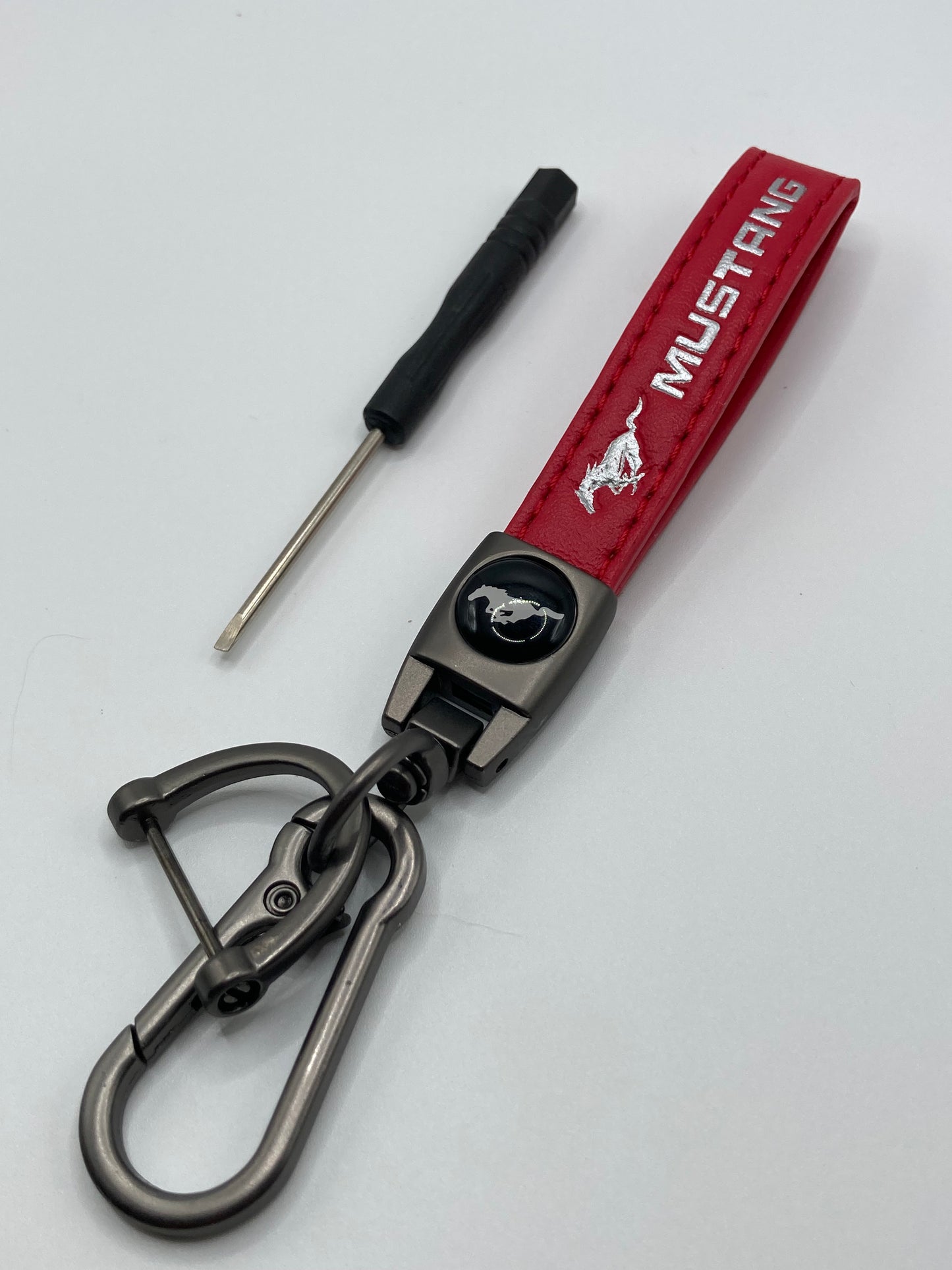 Mustang - Red Leather Strap-style Keychain