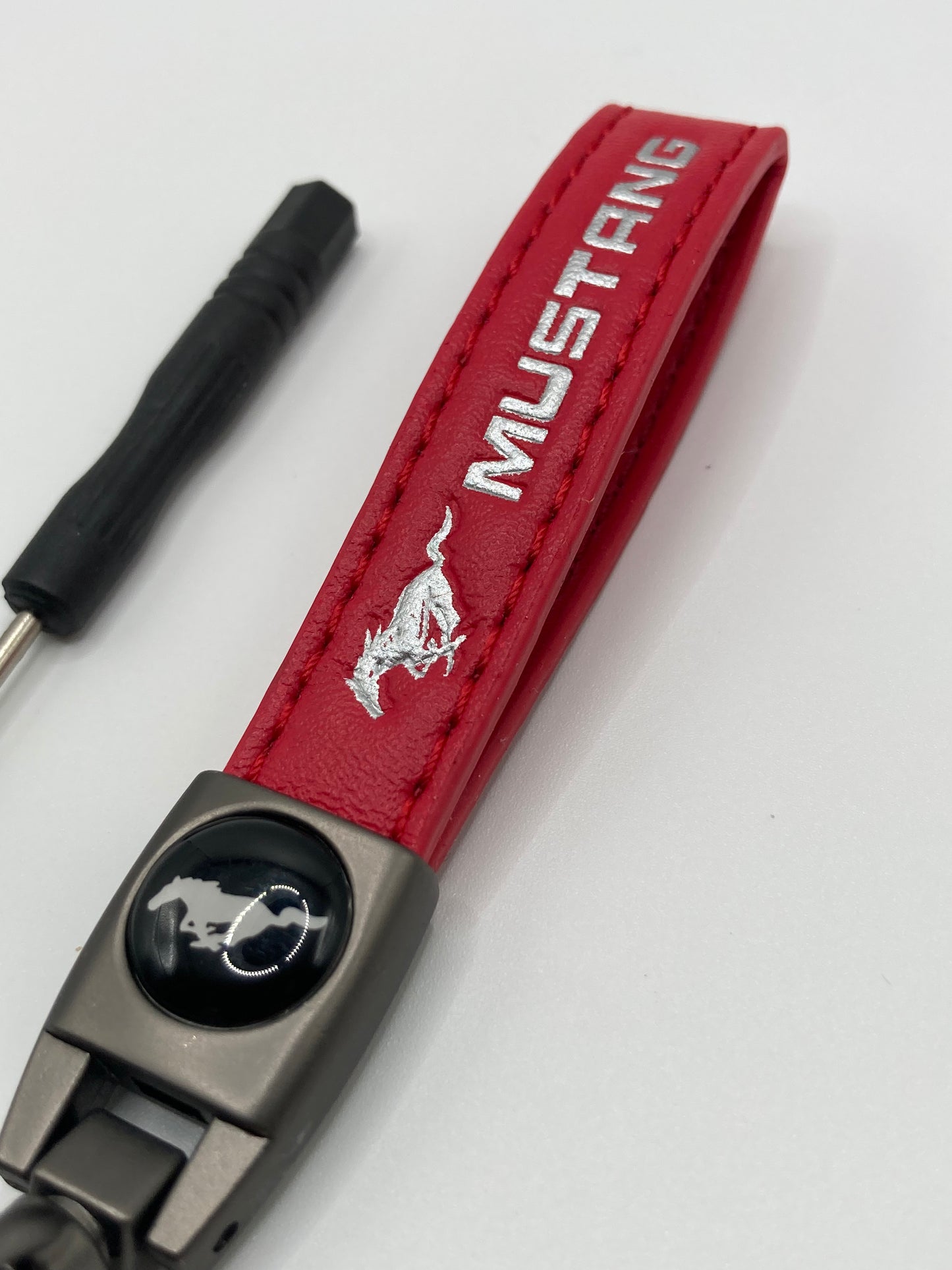 Mustang - Red Leather Strap-style Keychain