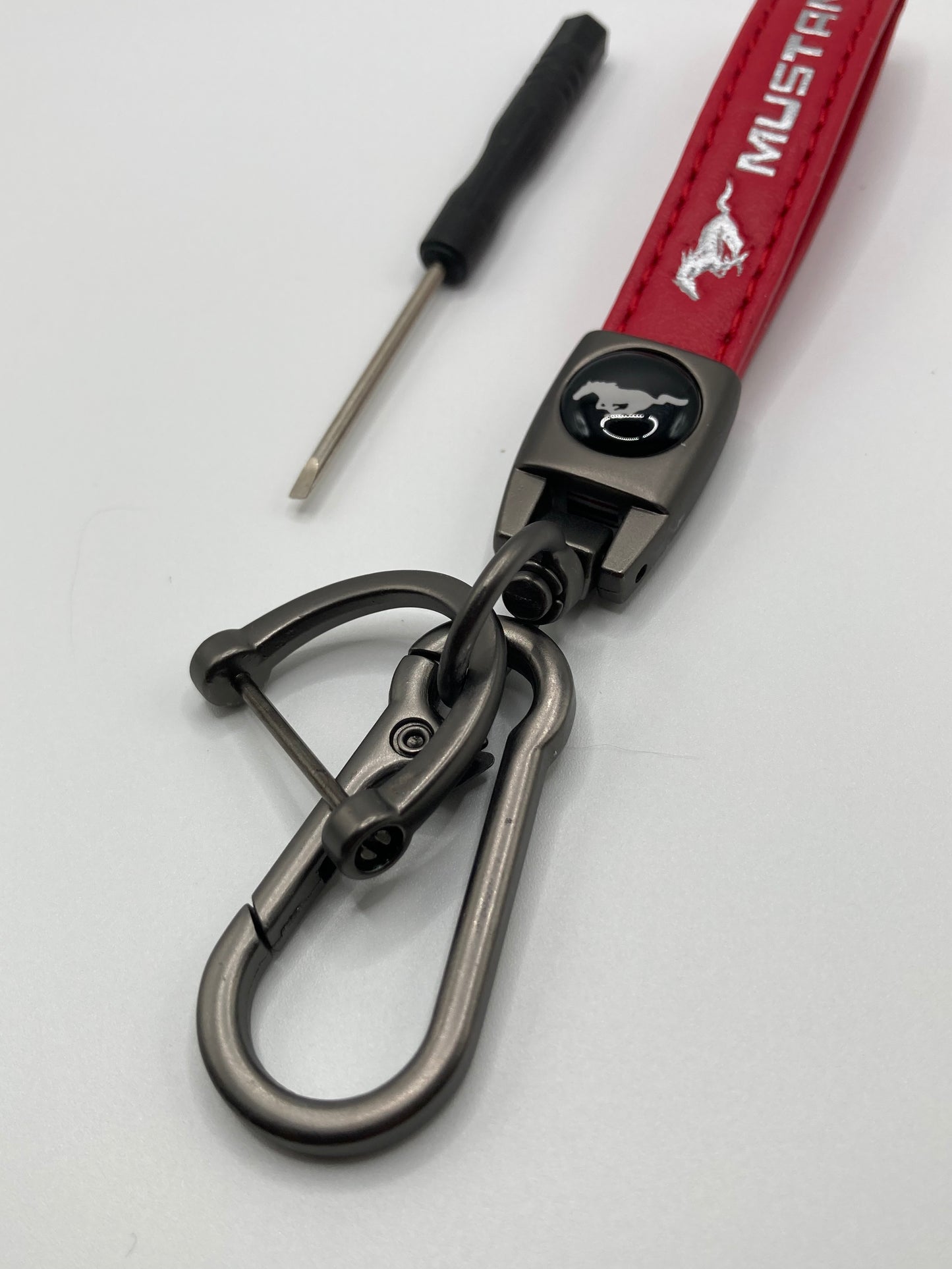 Mustang - Red Leather Strap-style Keychain