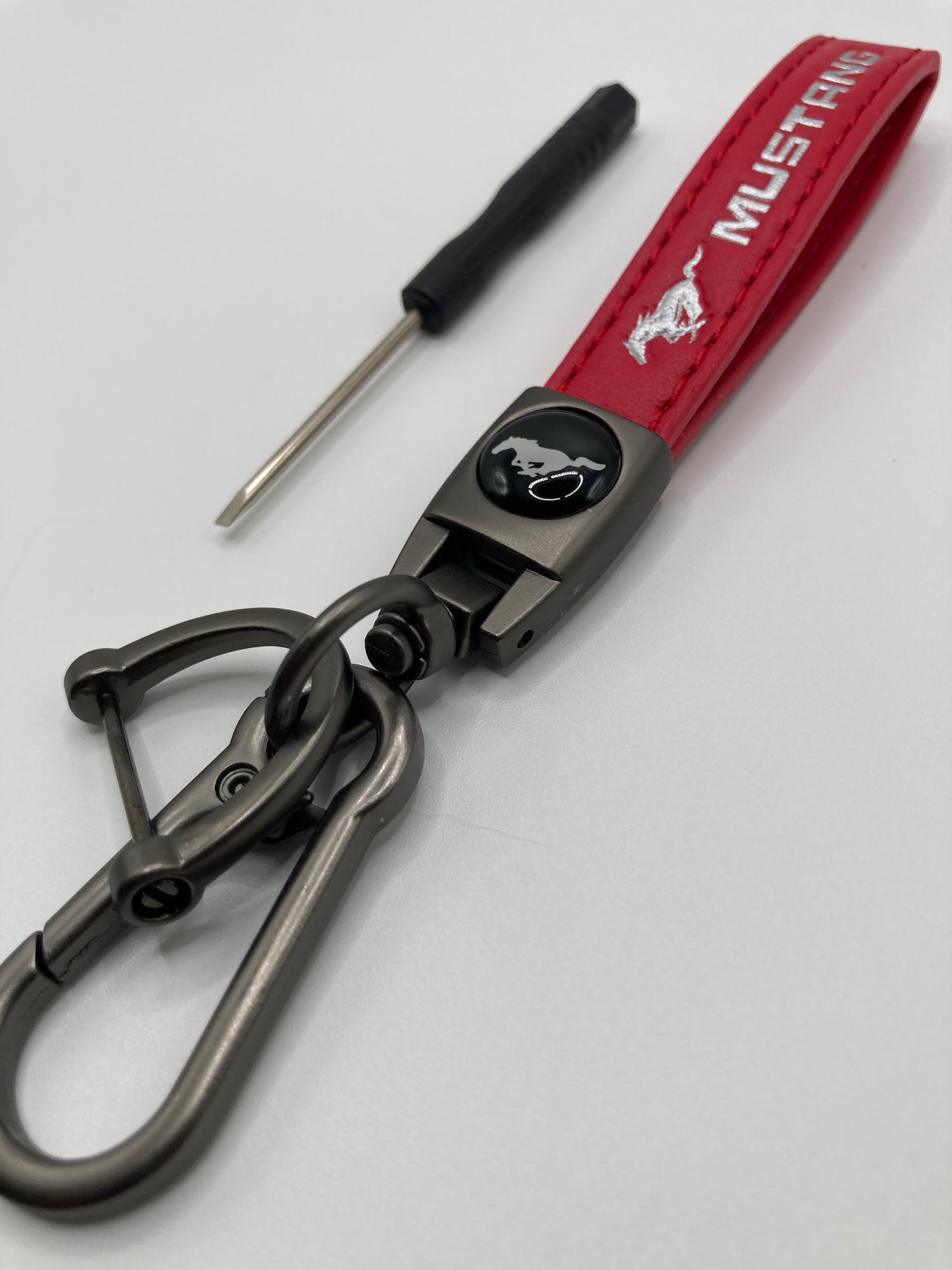 Mustang - Red Leather Strap-style Keychain