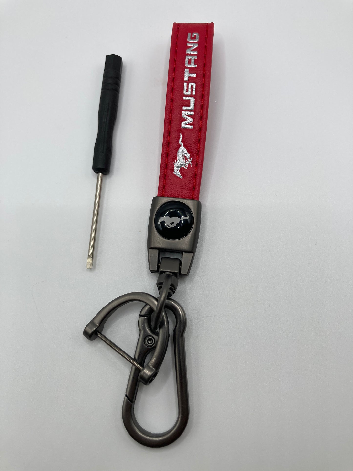 Mustang - Red Leather Strap-style Keychain