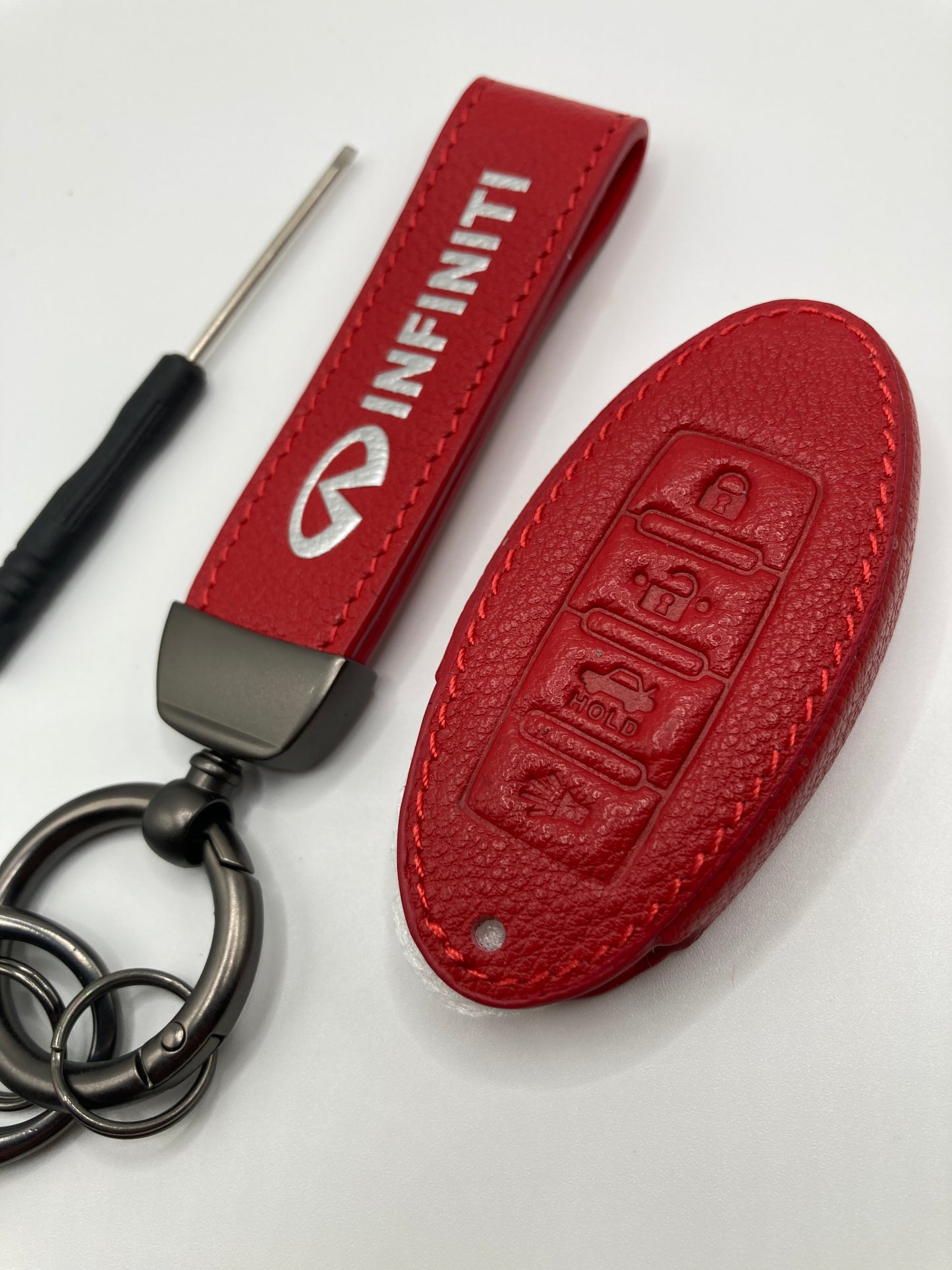 Infiniti - red leather - keychain and fob case