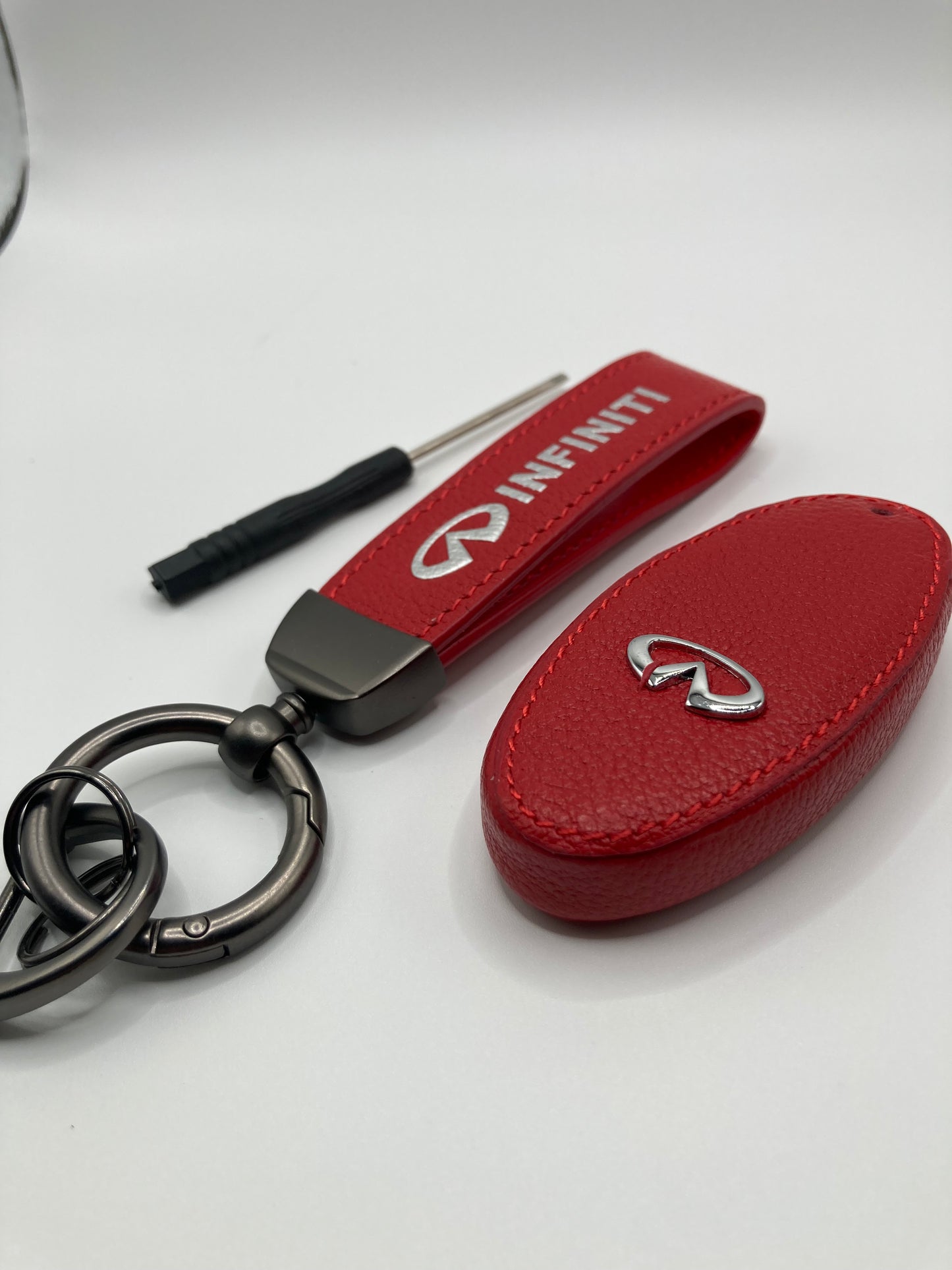 Infiniti - red leather - keychain and fob case