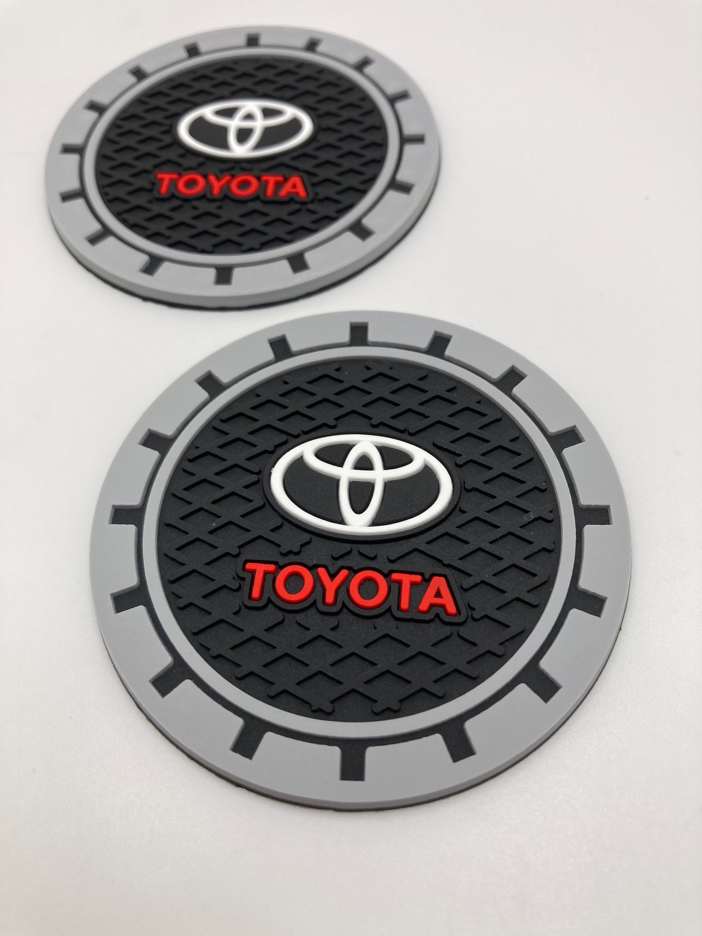 Toyota - Thin Cup Holder Coasters - 2pcs set - red lettering