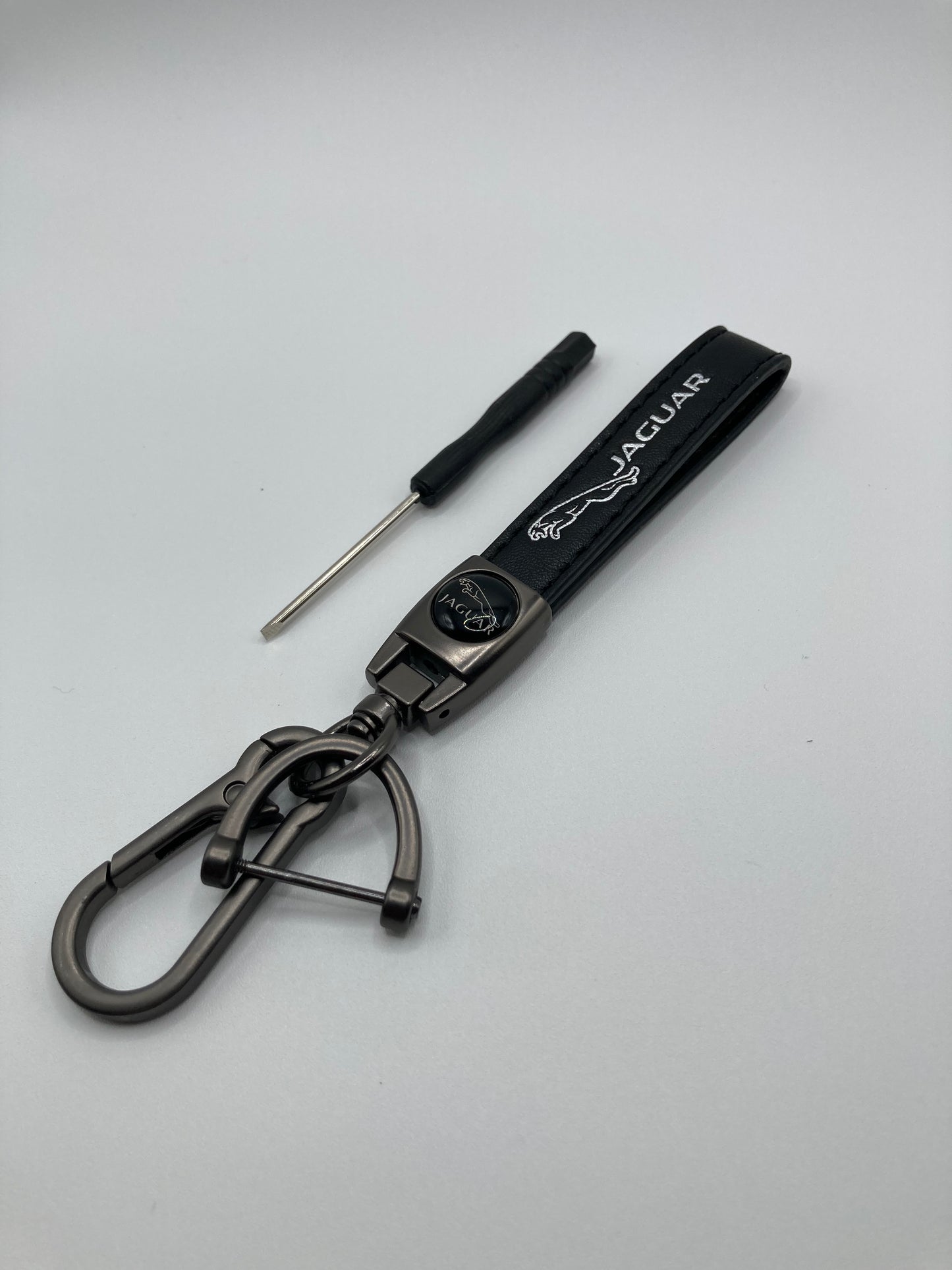 Jaguar - Black Leather Keychain