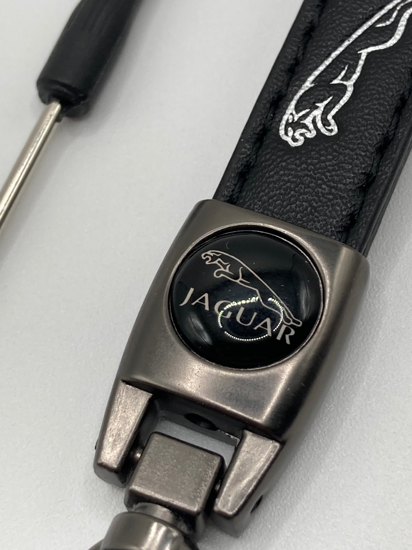 Jaguar - Black Leather Keychain