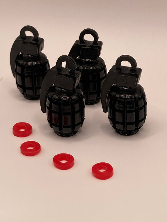 Grenade style Valve Stem Cap Set - 4pcs - 3 colors to choose from