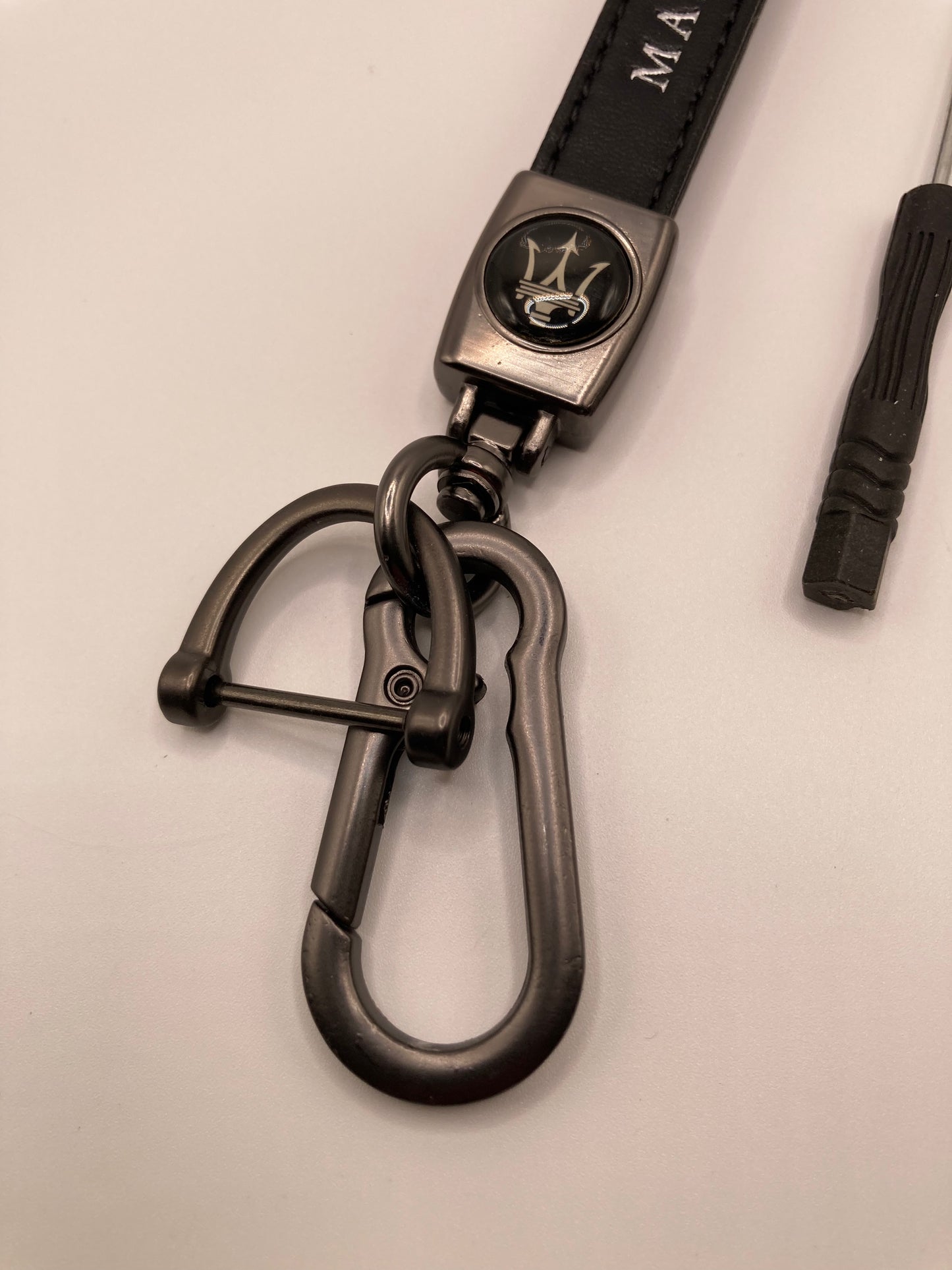 Maserati - Black Leather Keychain