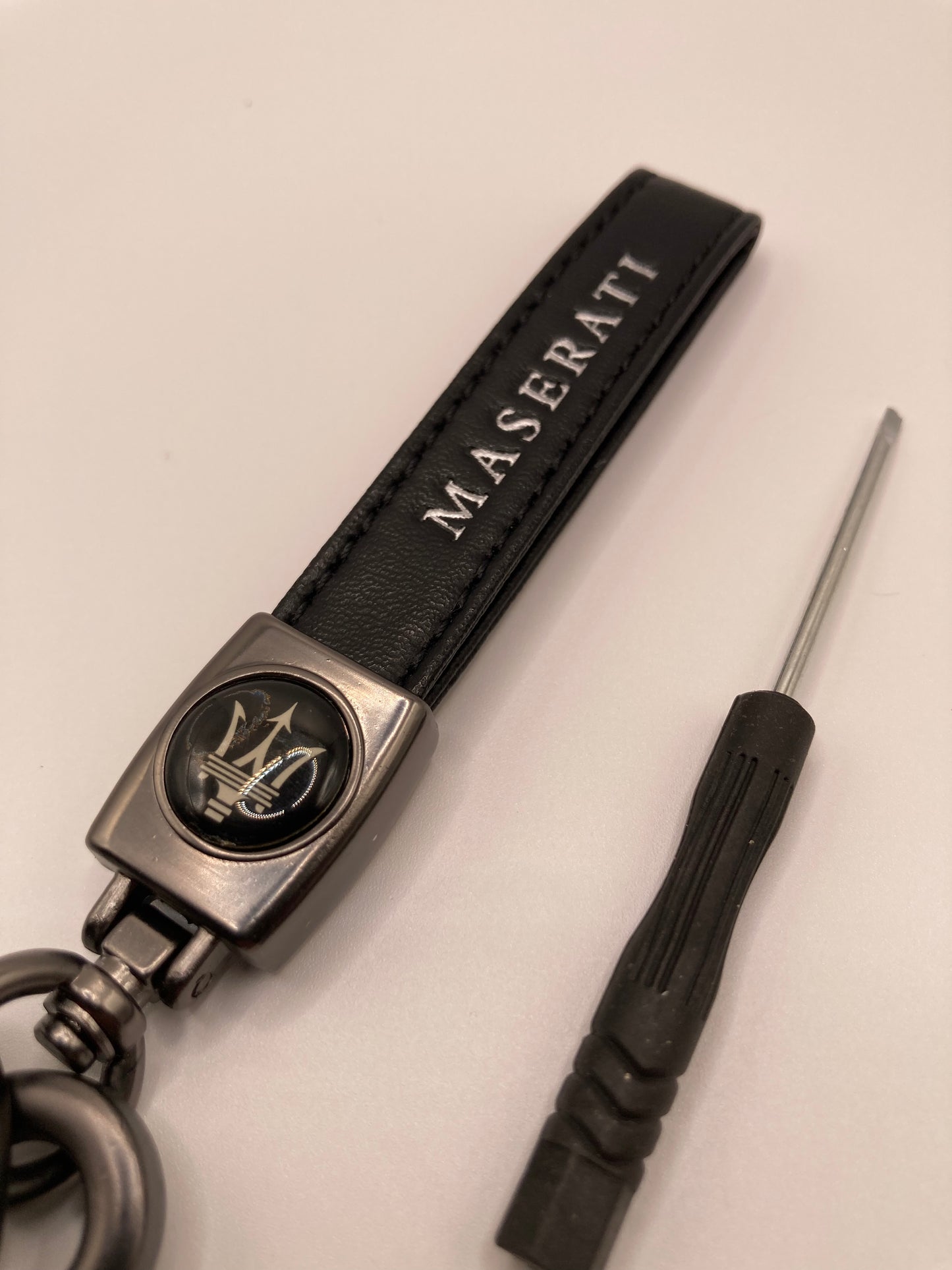 Maserati - Black Leather Keychain
