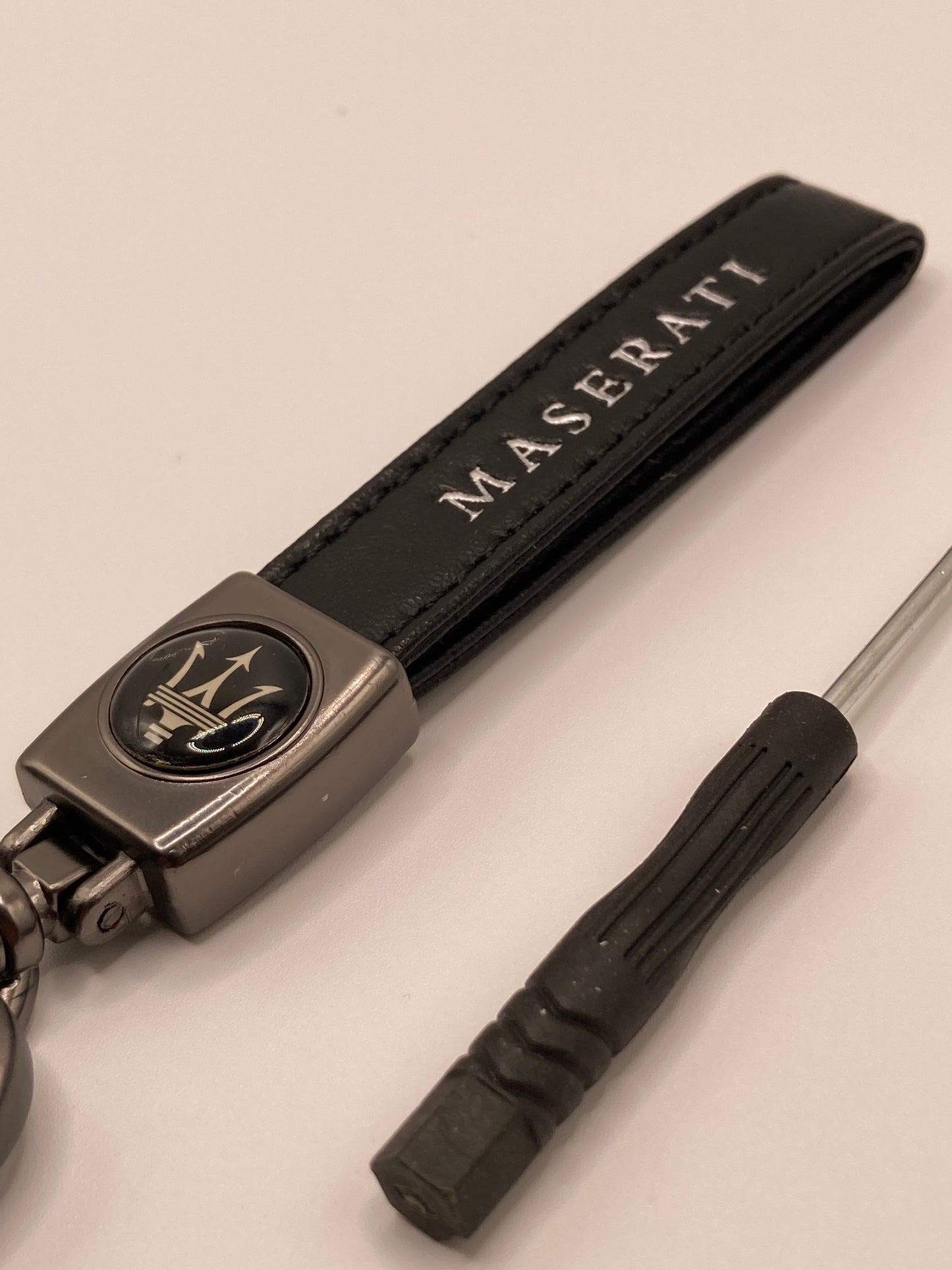Maserati - Black Leather Keychain