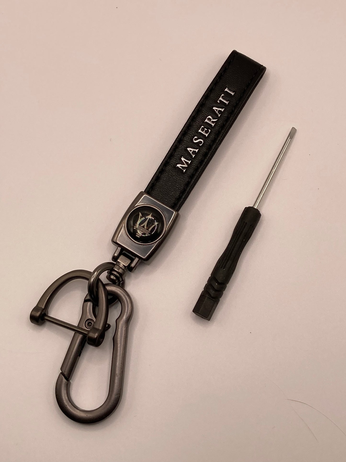 Maserati - Black Leather Keychain