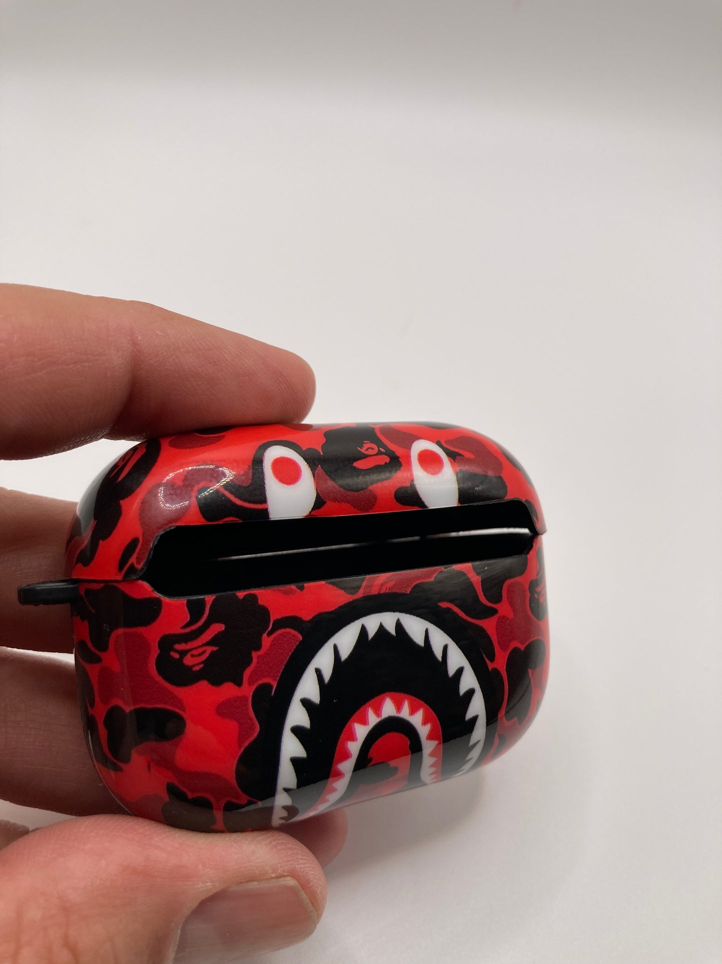 Shark Mouth Zipper Bear designed case for AirPods Pro- Red Camo