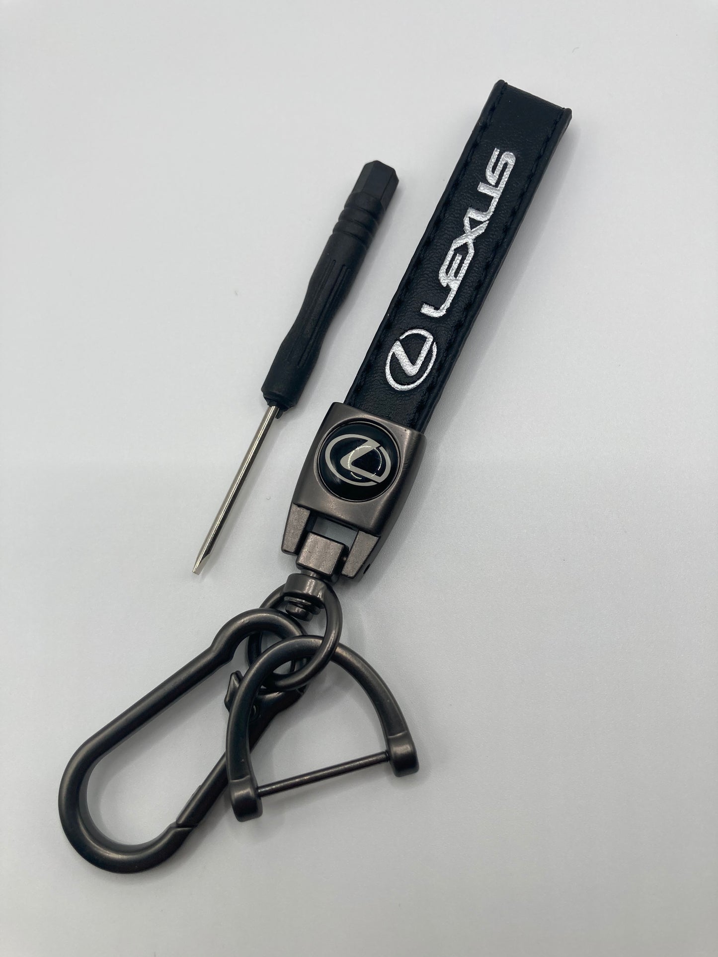Lexus - Black Leather logo keychain