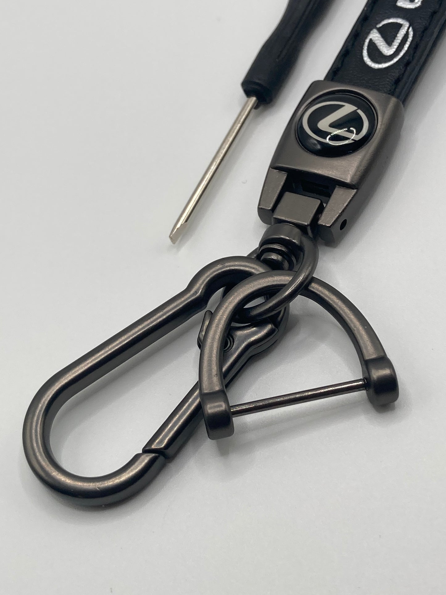 Lexus - Black Leather logo keychain