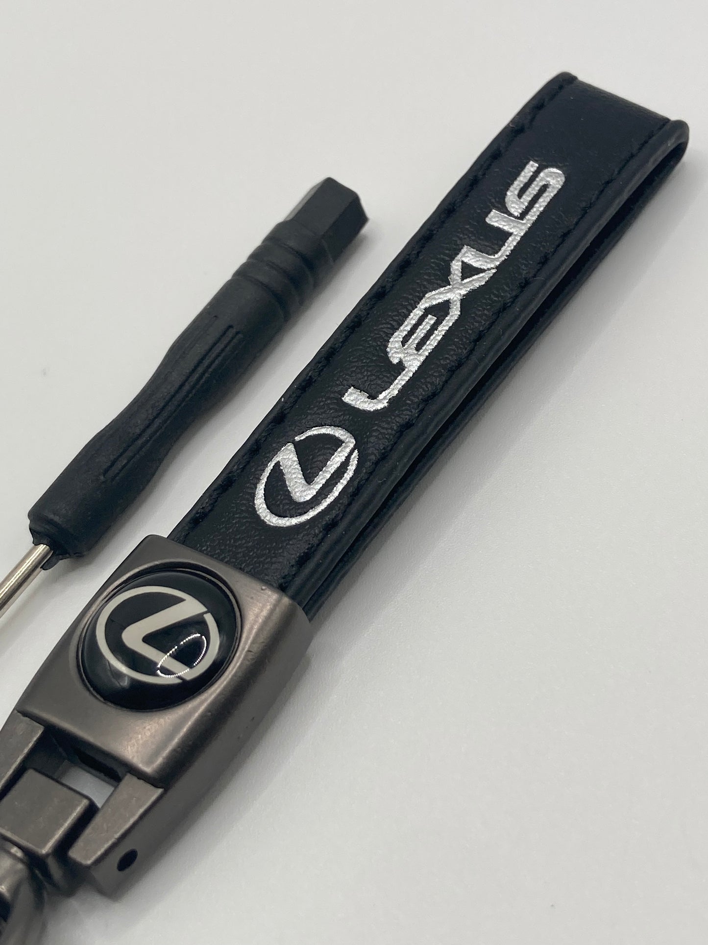 Lexus - Black Leather logo keychain
