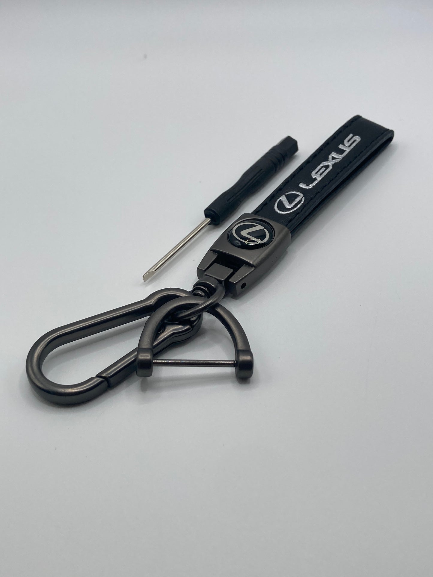 Lexus - Black Leather logo keychain