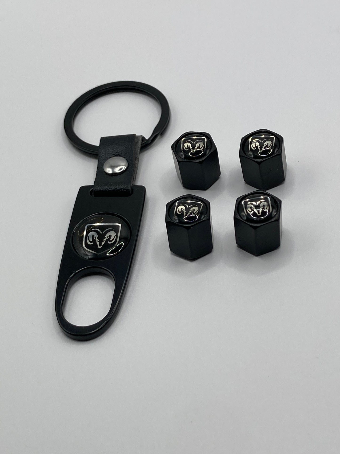 Dodge - Premium Valve Stem Cap Set with keychain tool