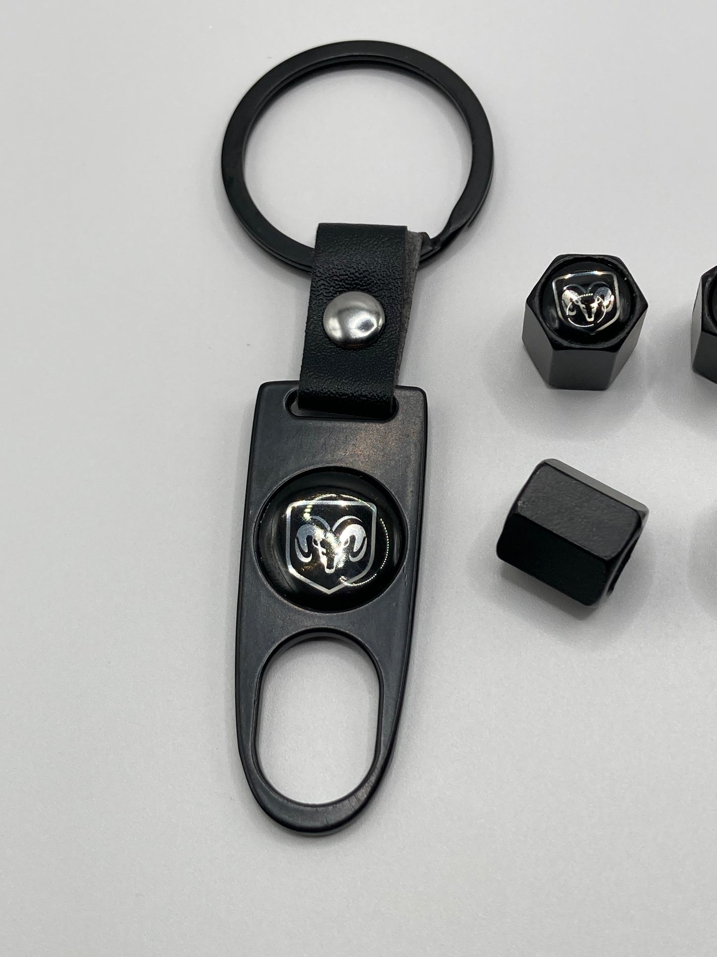 Dodge - Premium Valve Stem Cap Set with keychain tool