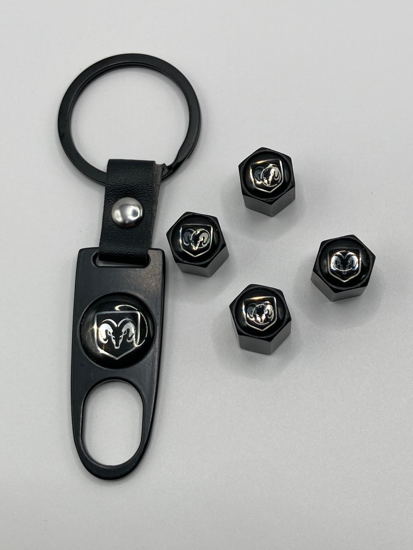 Dodge - Premium Valve Stem Cap Set with keychain tool
