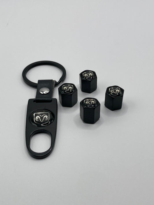 Dodge - Premium Valve Stem Cap Set with keychain tool