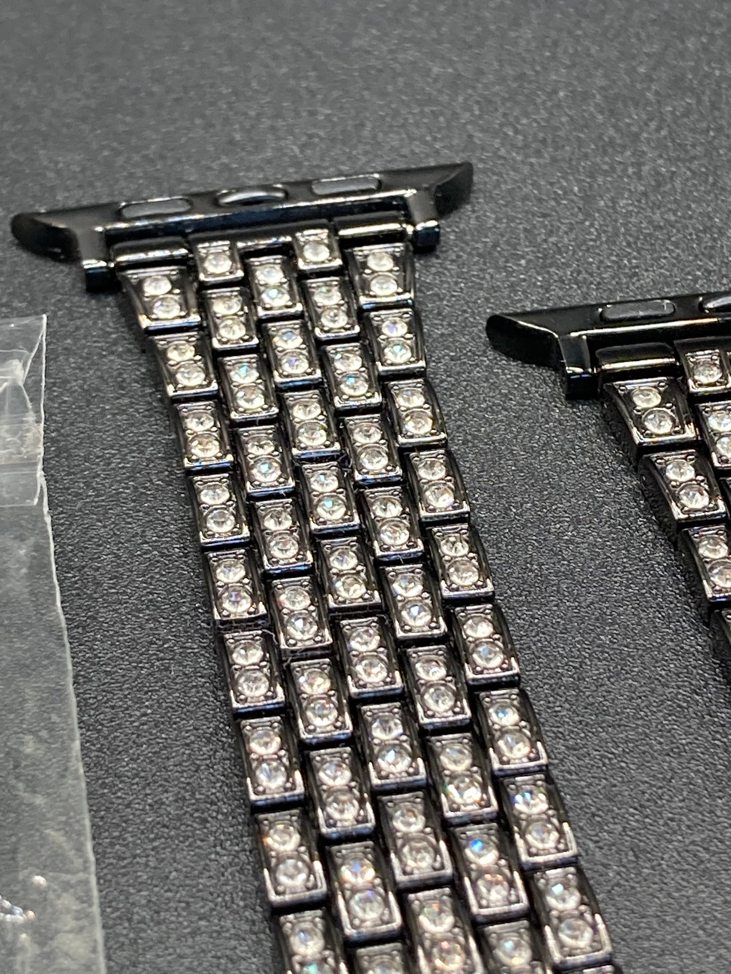 Luxury Black Watchband With Crystals and Size Adjustment Tool - 42/44/45mm