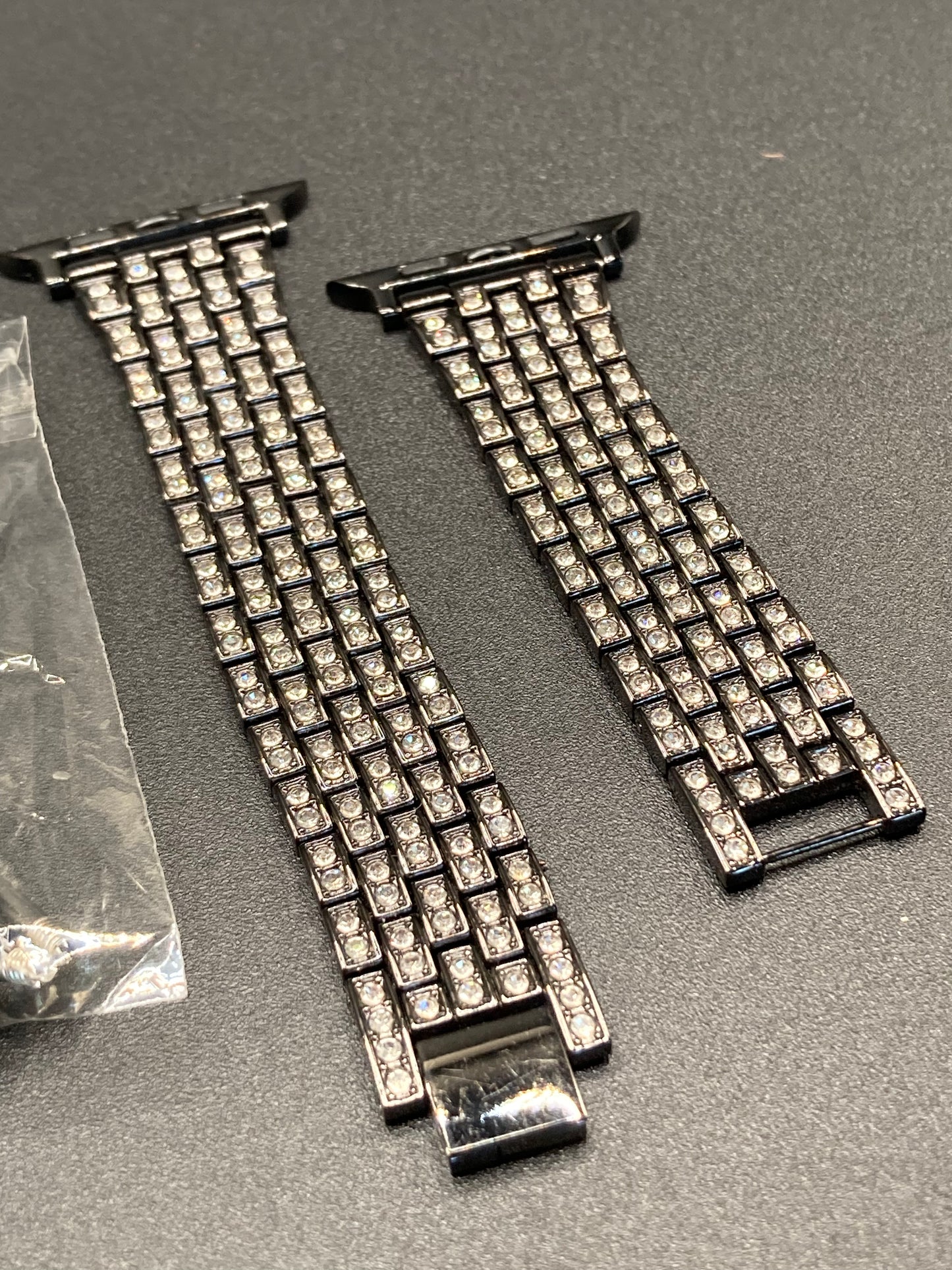 Luxury Black Watchband With Crystals and Size Adjustment Tool - 42/44/45mm