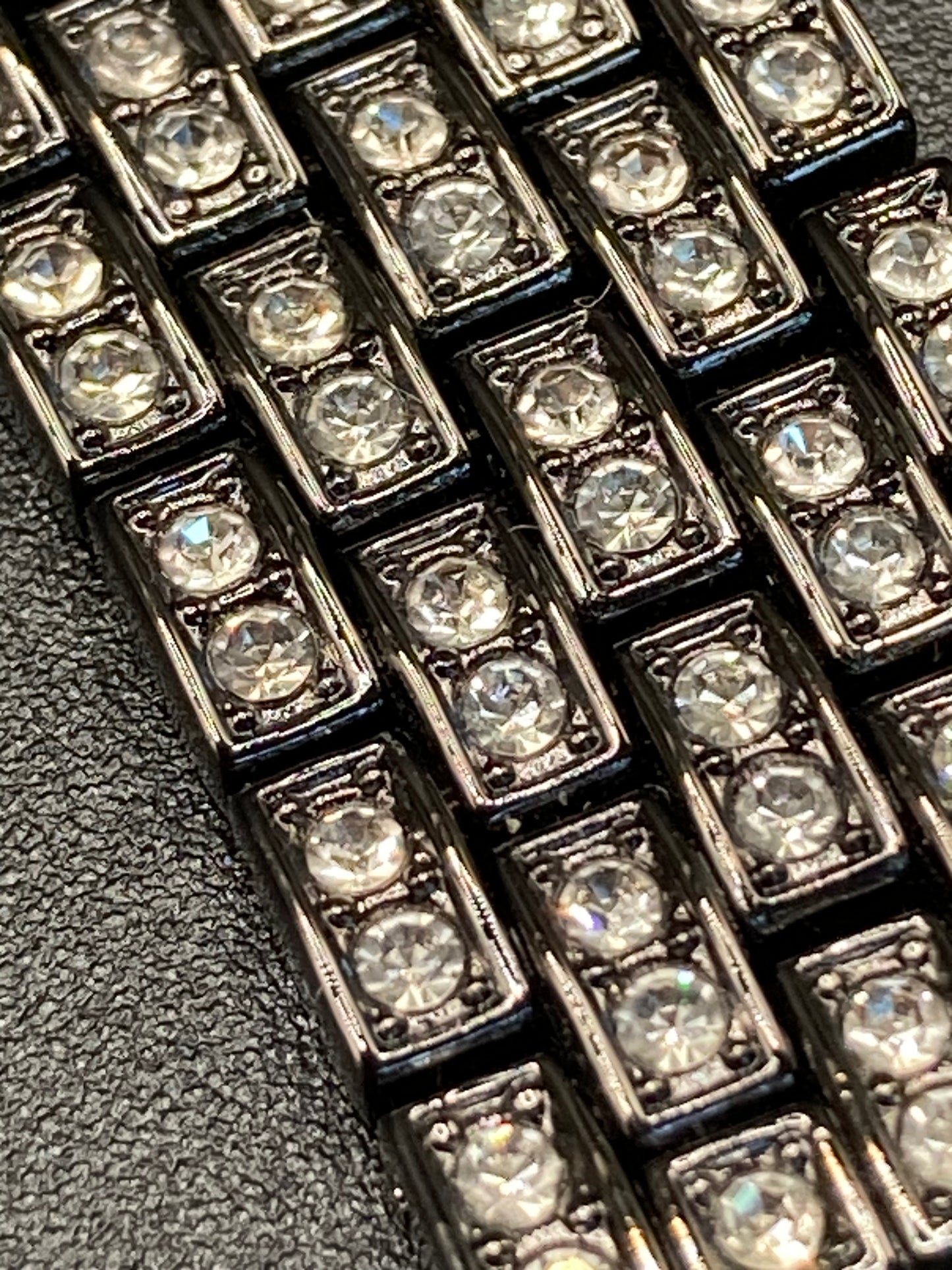 Luxury Black Watchband With Crystals and Size Adjustment Tool - 42/44/45mm