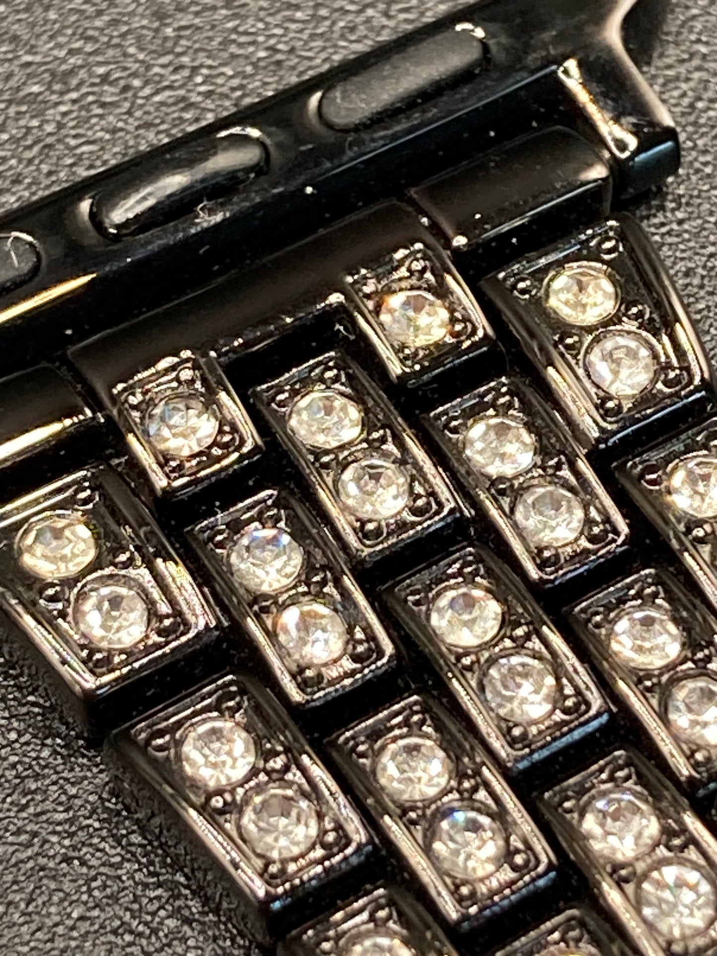 Luxury Black Watchband With Crystals and Size Adjustment Tool - 42/44/45mm