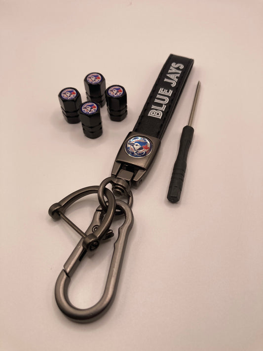 MLB - Blue Jays Gift Set - Keychain & Valve Stem Caps - 5pcs set