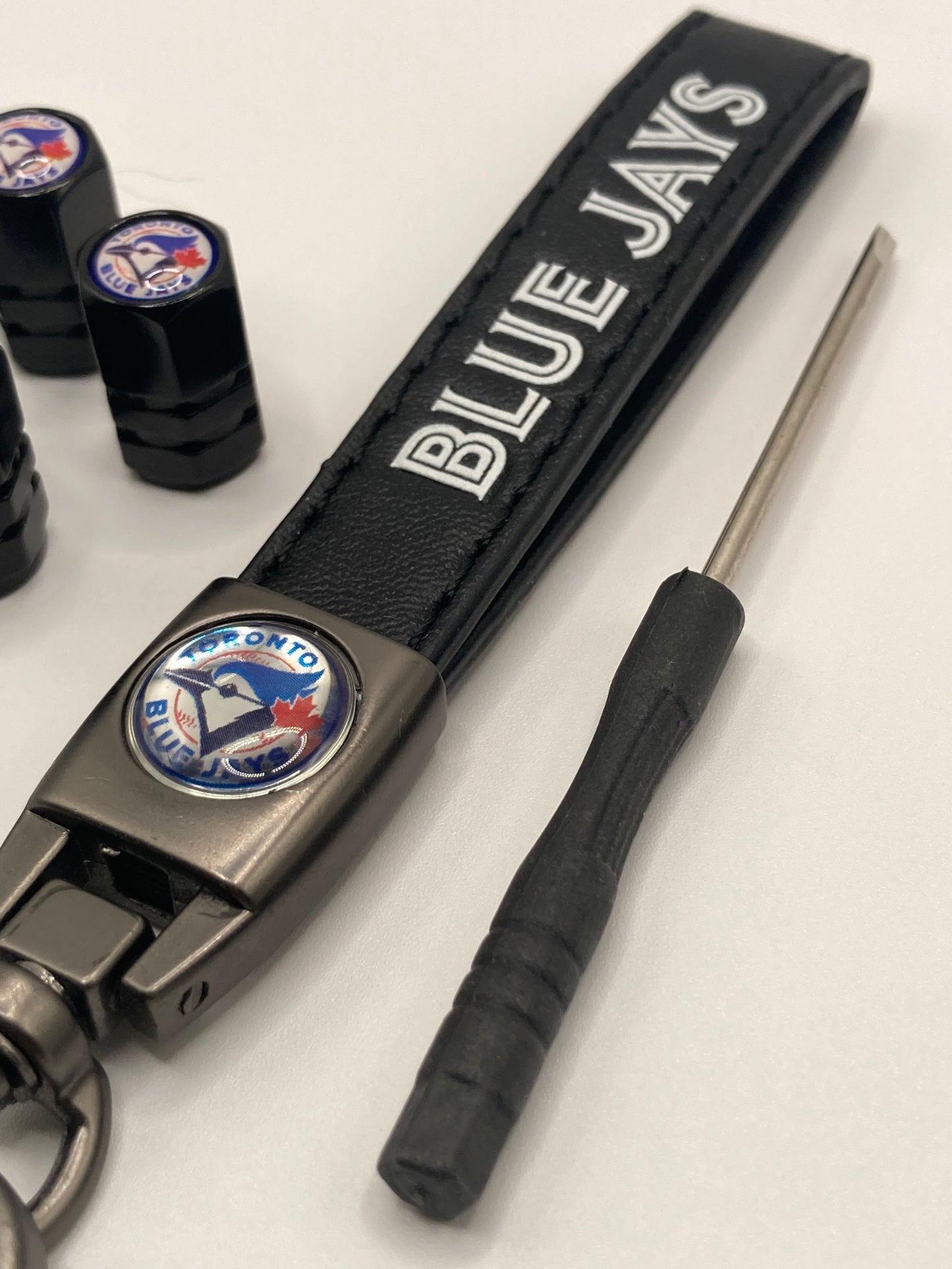 MLB - Blue Jays Gift Set - Keychain & Valve Stem Caps - 5pcs set