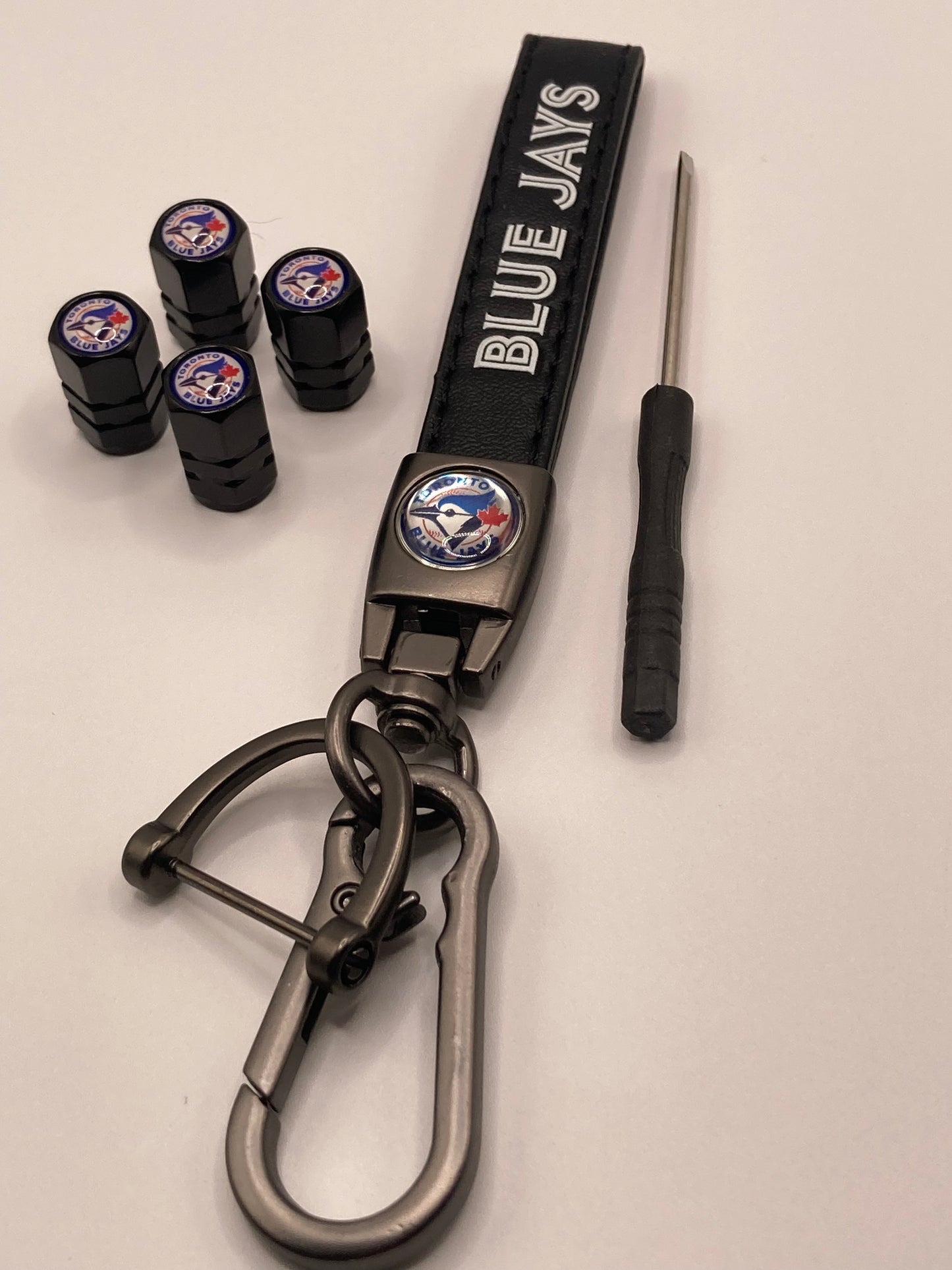 MLB - Blue Jays Gift Set - Keychain & Valve Stem Caps - 5pcs set