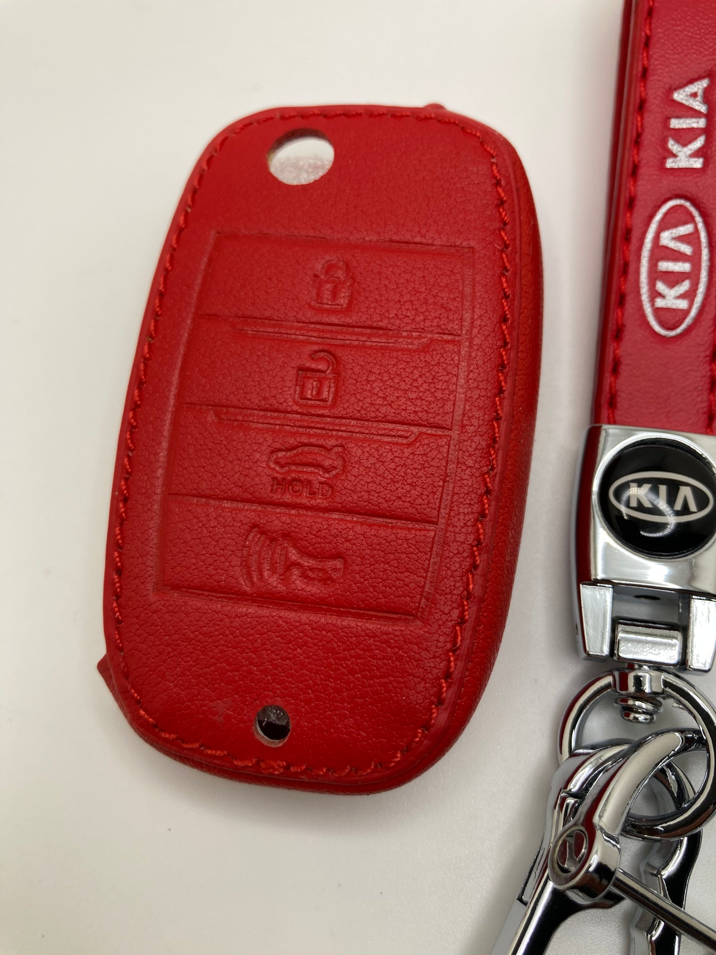 KIA - Leather Keychain Set - Red - 2pcs