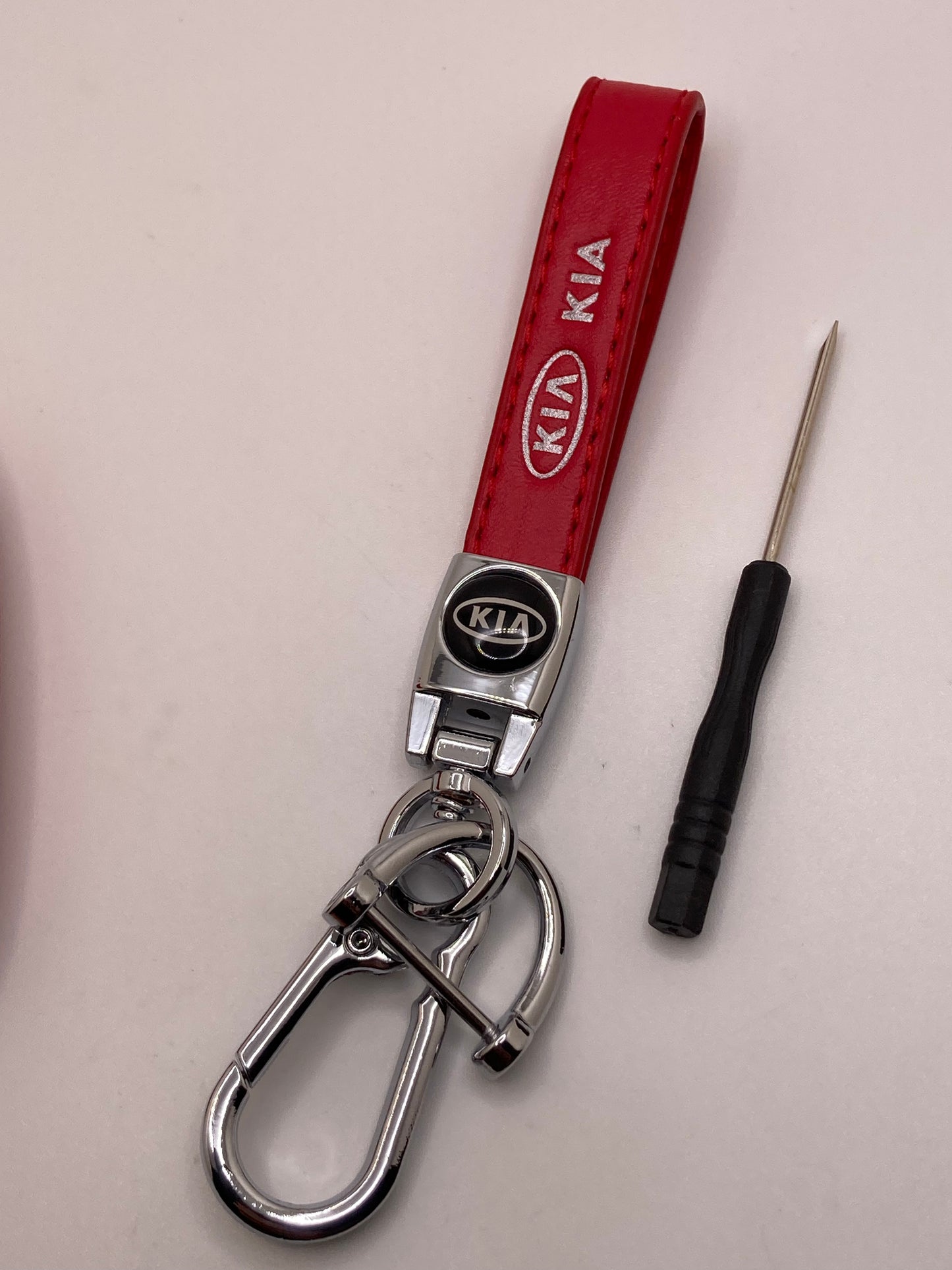 KIA - Leather Keychain Set - Red - 2pcs