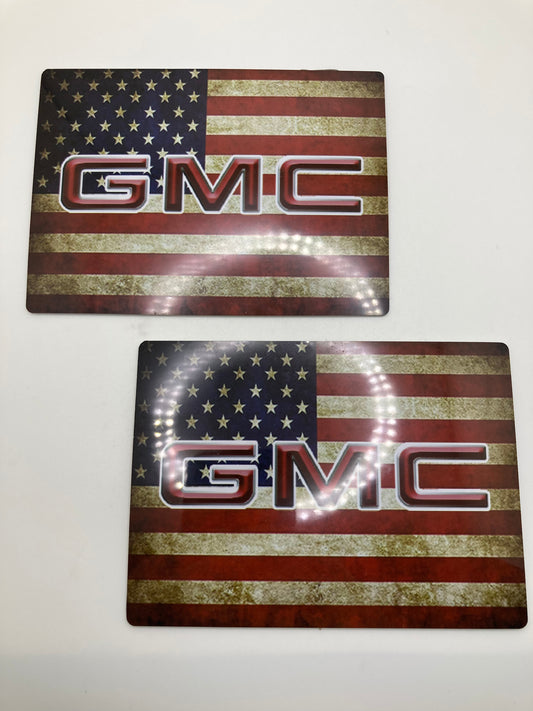 GMC - Rustic American Flag design - emblem/badge - 2pcs set