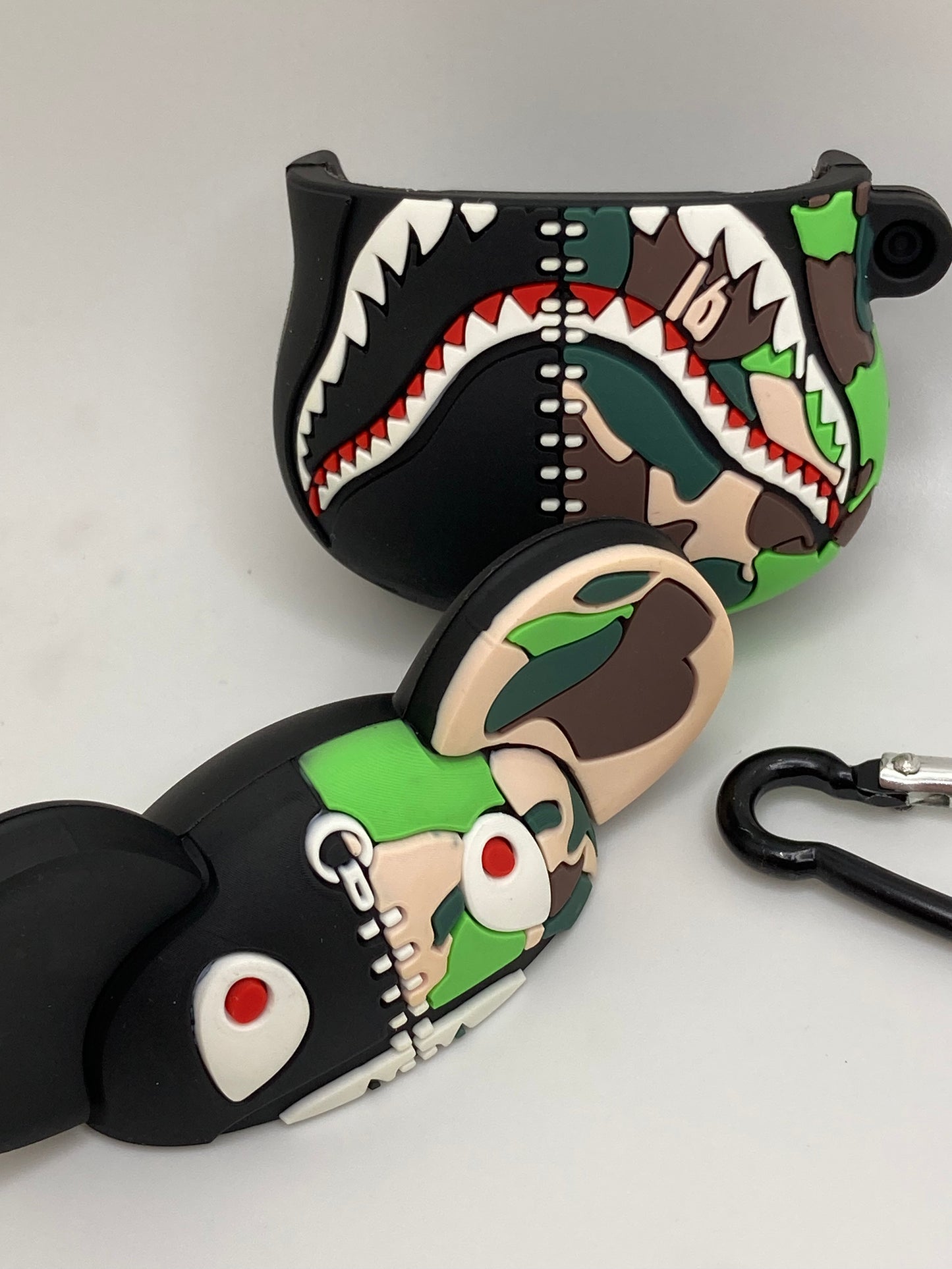 Camouflage Shark Mouth Zipper Bear 3d case cover - AirPod 1st and 2nd gen