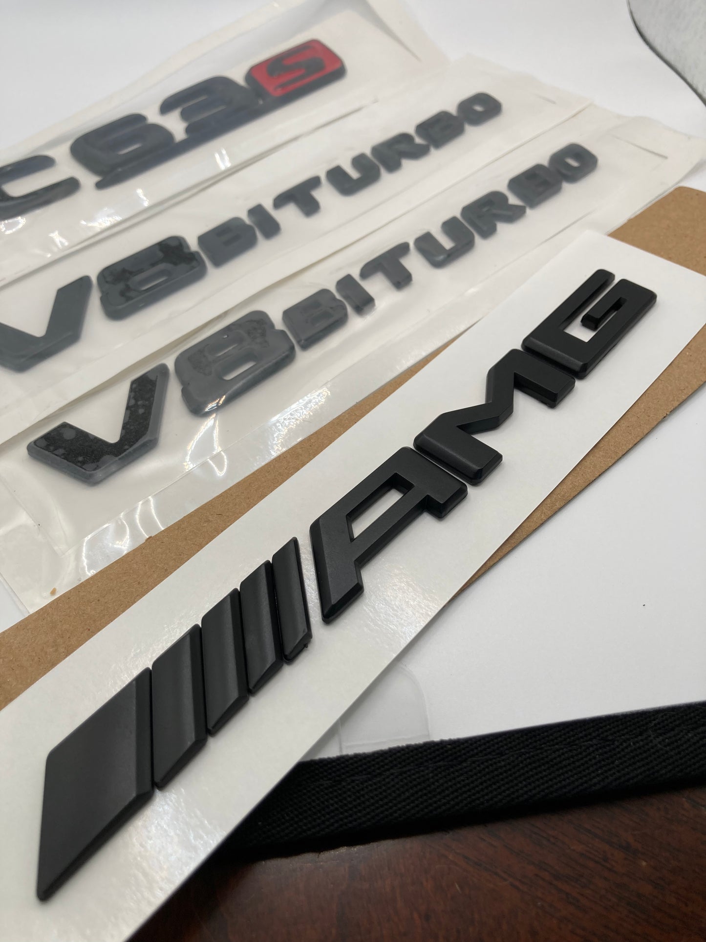 Mercedes - AMG - 4pcs Matte Black C63s AMG V8 BITURBO Trunk Badges Emblems - W205