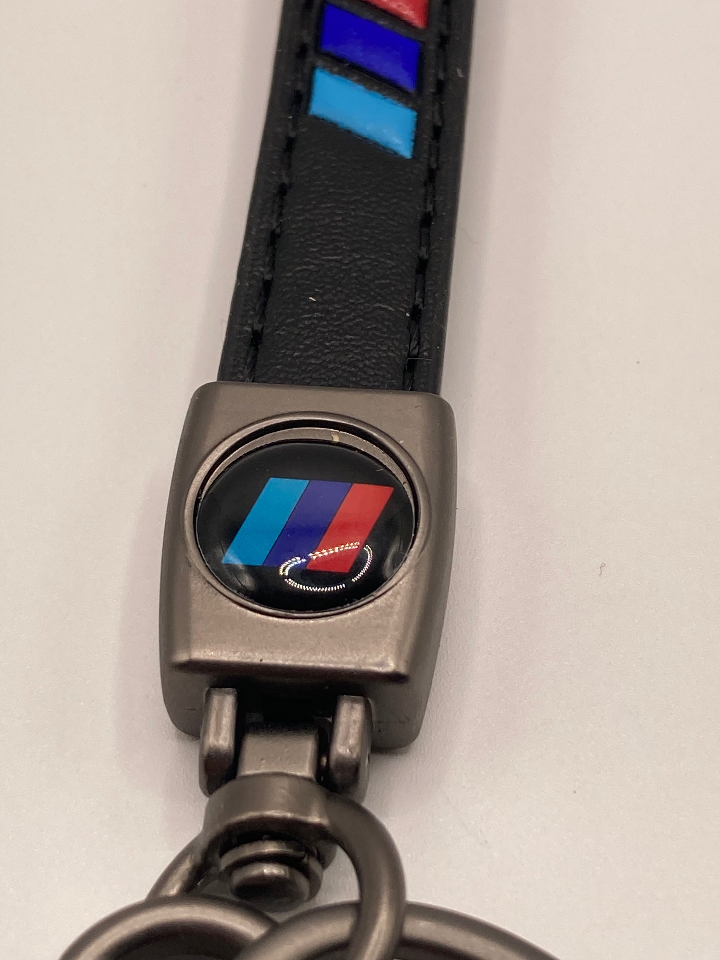 Tri-Color Leather Keychain