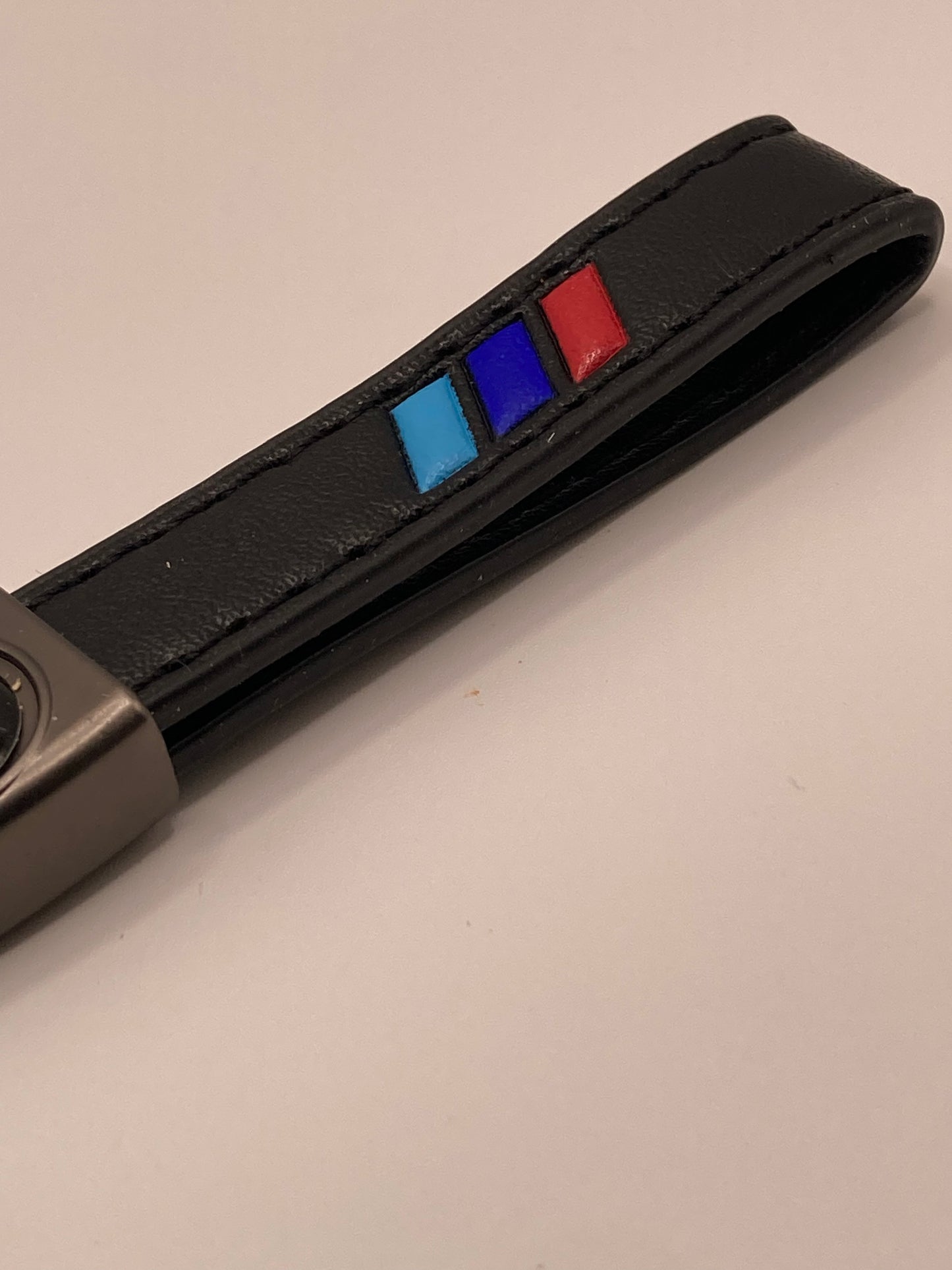 Tri-Color Leather Keychain