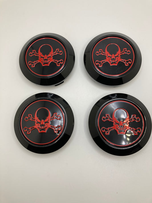 67mm - red skull - wheel center caps